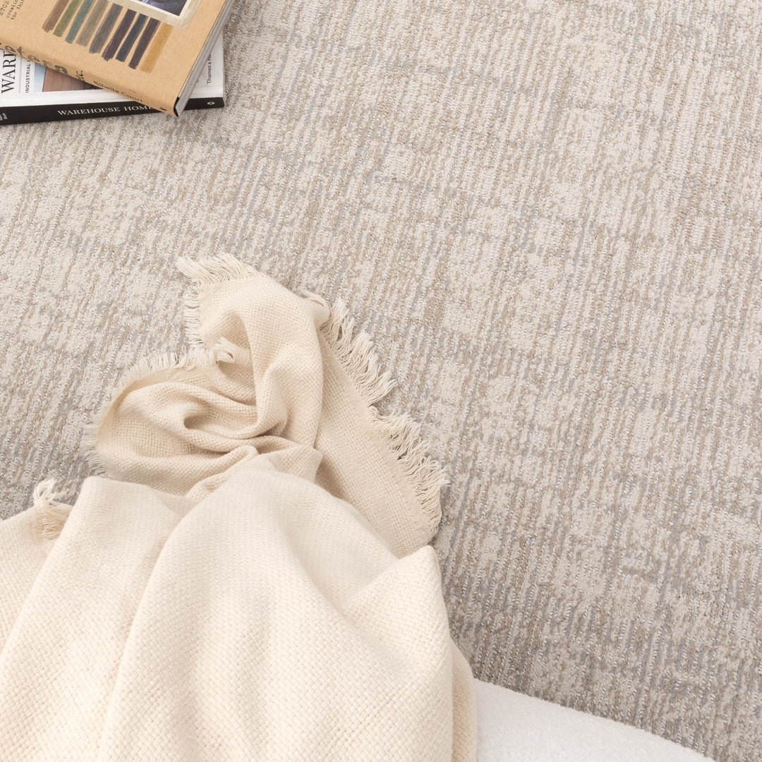 Toscana Distressed Lines Grey Beige Rug