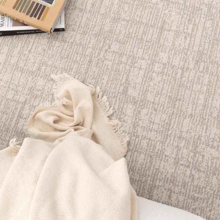 Toscana Distressed Lines Grey Beige Rug