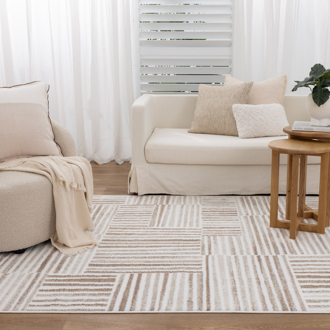 Wellington Geometric Lines Brown Rug