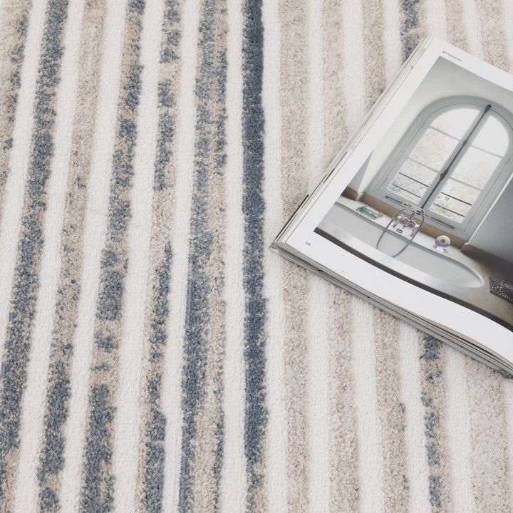 Wellington Geometric Lines Blue Rug