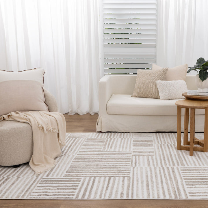 Wellington Geometric Lines Beige Rug