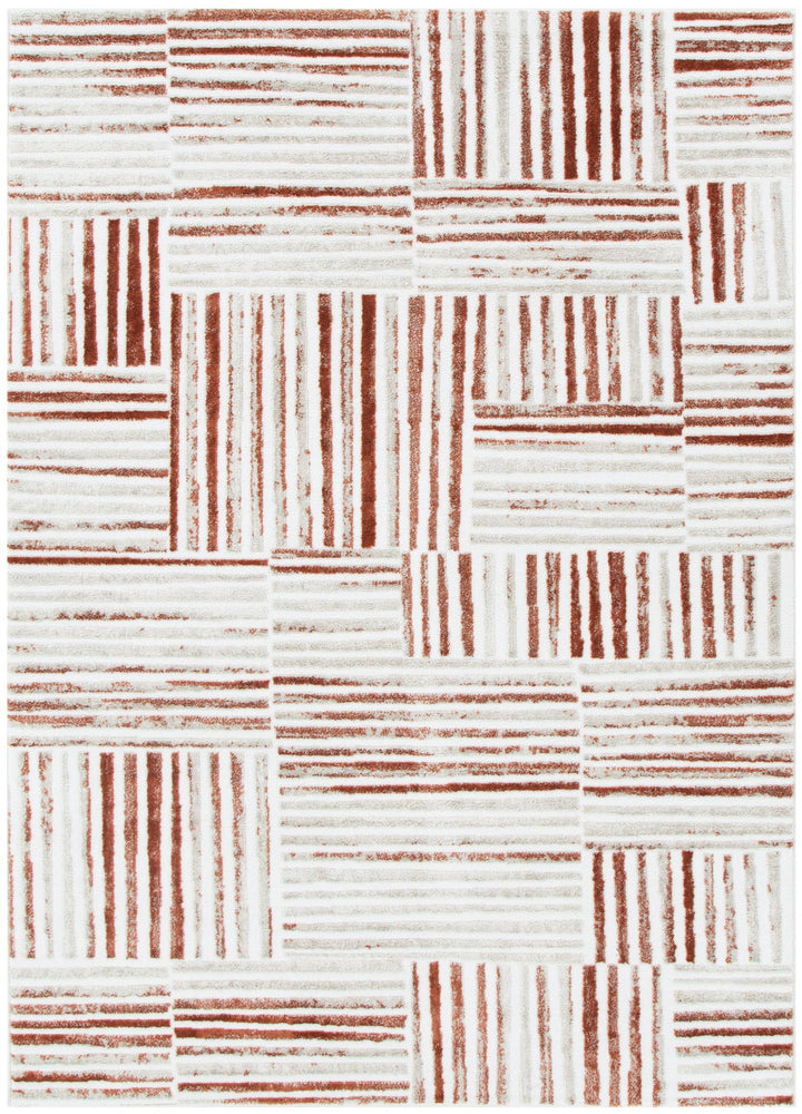 Wellington Geometric Lines Rust Rug