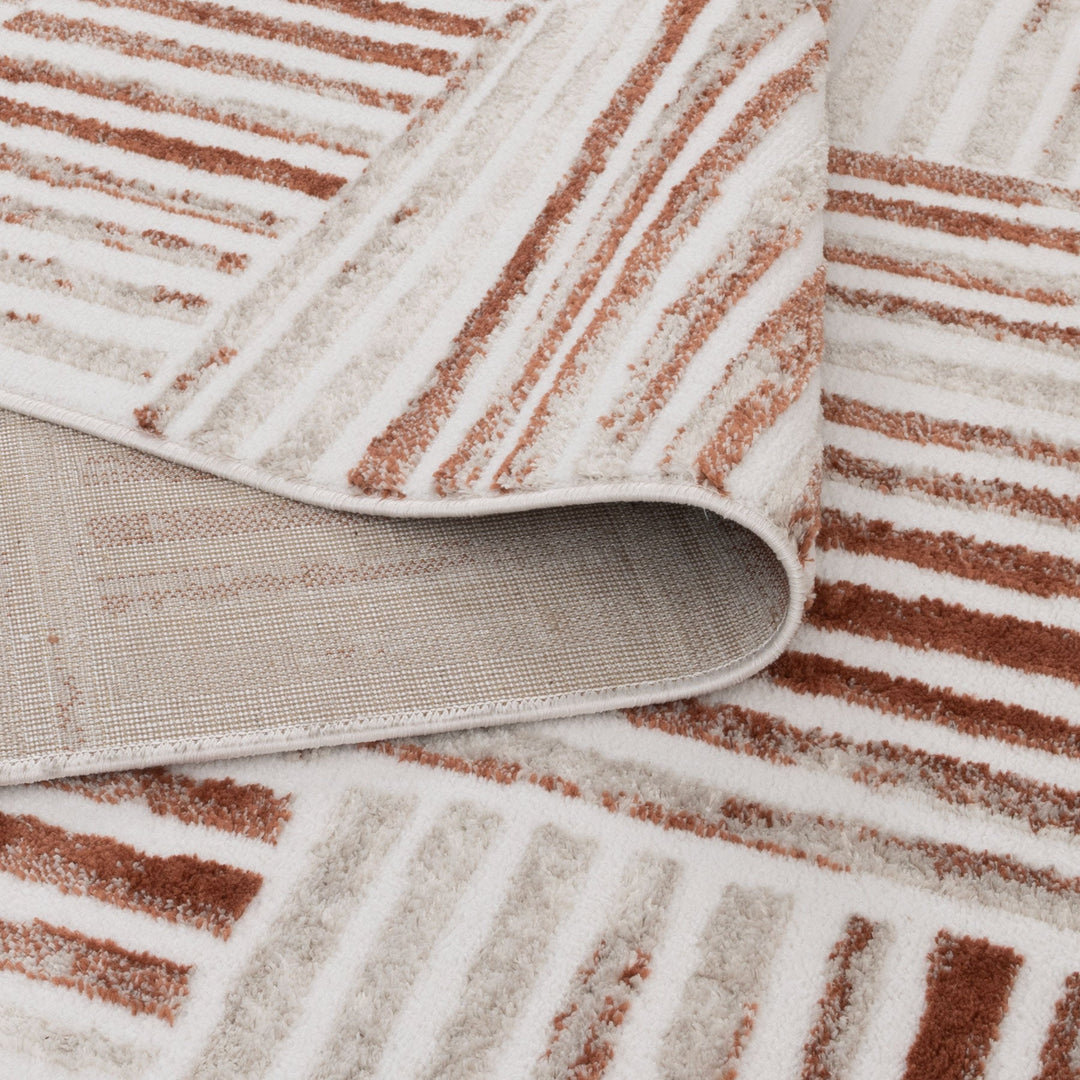 Wellington Geometric Lines Rust Rug