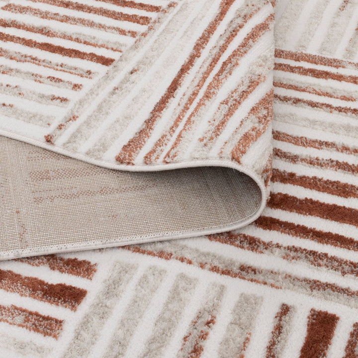 Wellington Geometric Lines Rust Rug