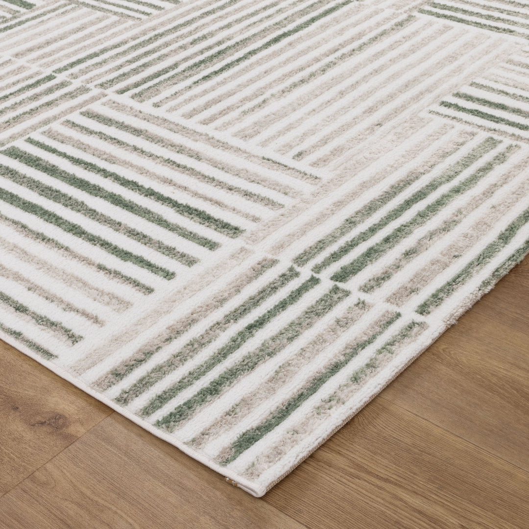 Wellington Geometric Lines Green Rug