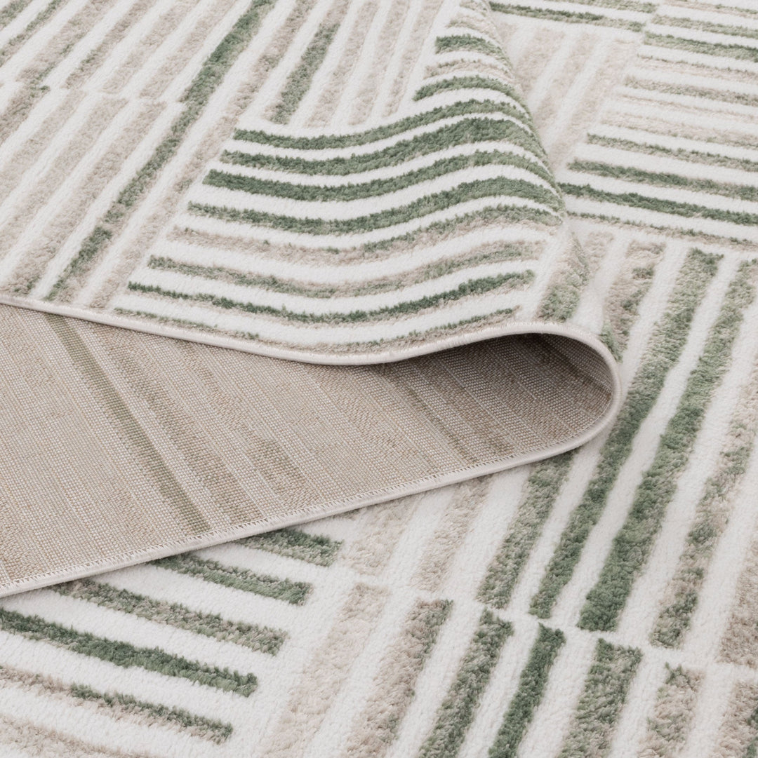 Wellington Geometric Lines Green Rug