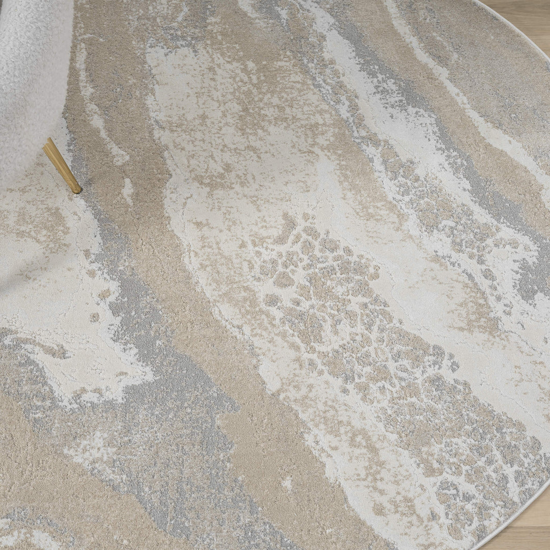 Elementa Marble Flow Slate Round Rug