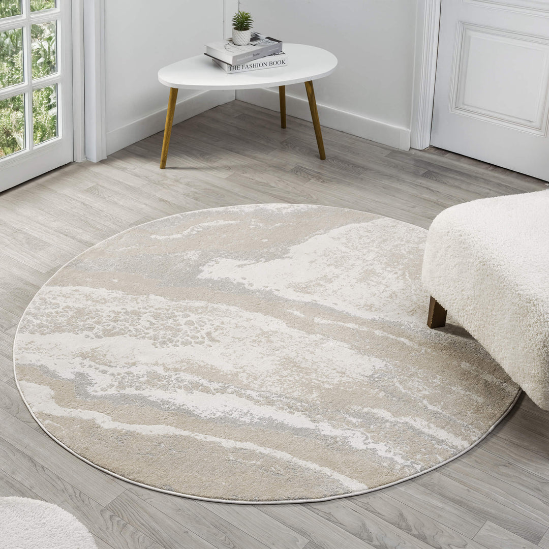 Elementa Marble Flow Slate Round Rug
