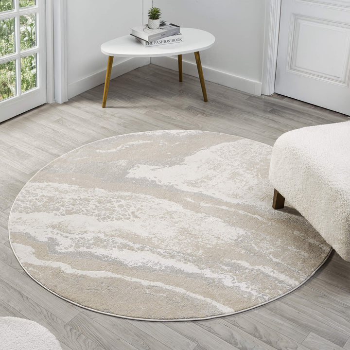 Elementa Marble Flow Slate Round Rug