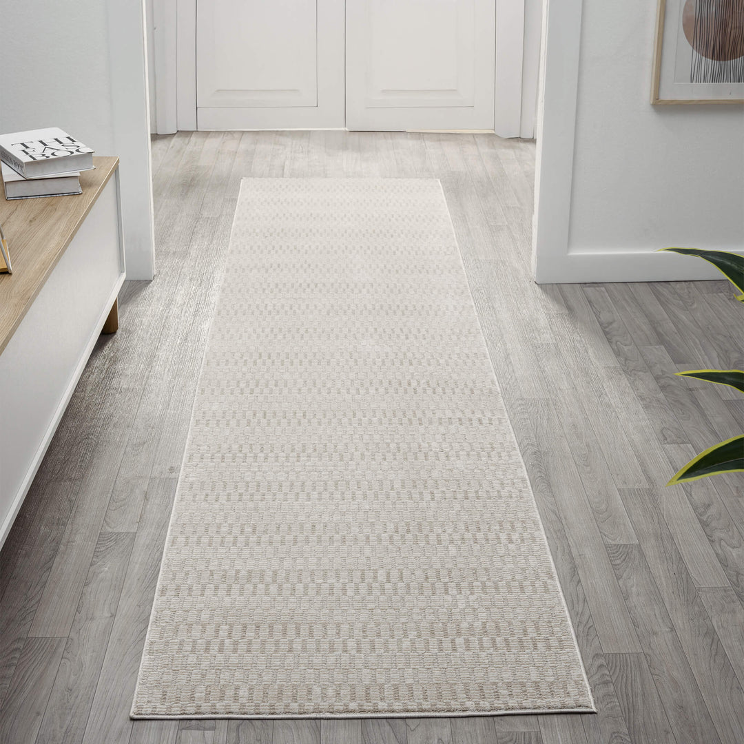 Elementa Woven Texture Vanilla Runner Rug