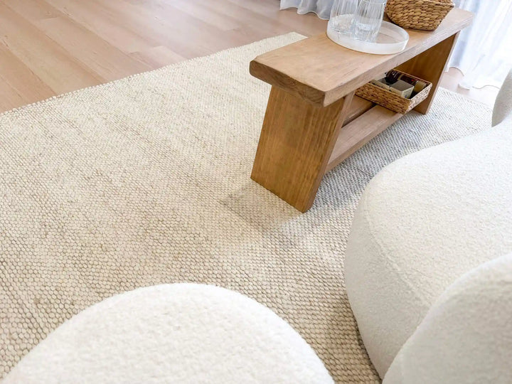 Essence Minimal Wool Weave Beige Rug