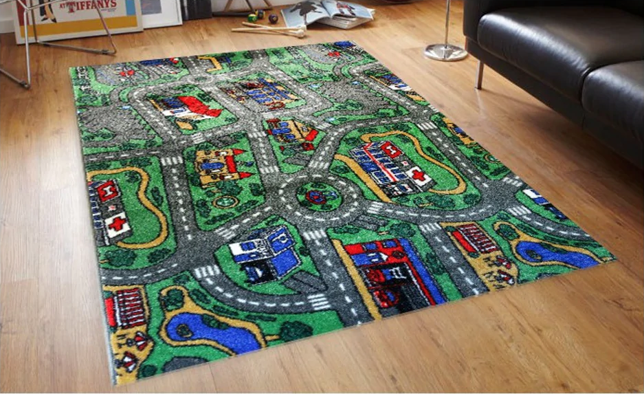 City Road Map Non Slip Kids Rug – Rugs N More