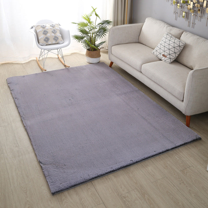 Plush Faux Fur Grey Rug