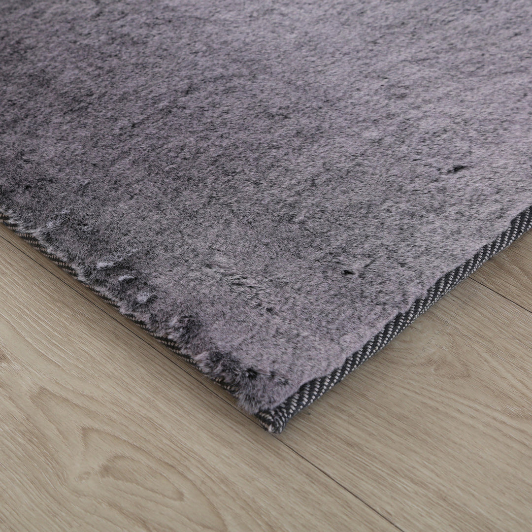 Plush Faux Fur Grey Rug