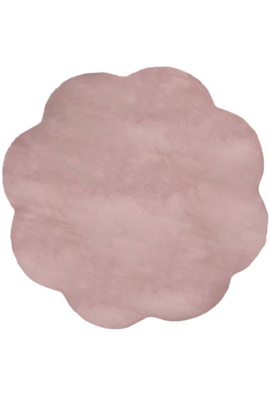 Plush Faux Fur Pink Flower Rug