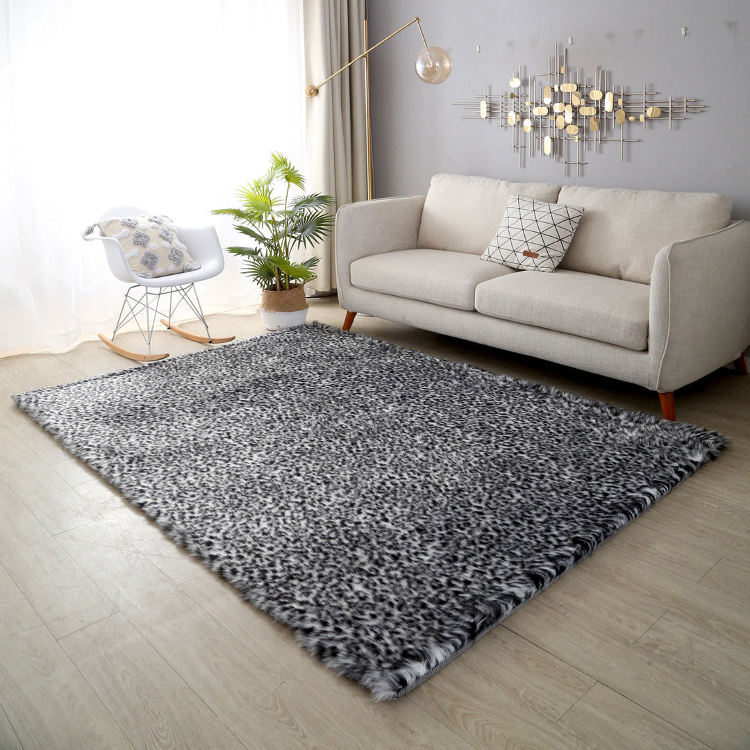 Plush Faux Fur Leopard Rug