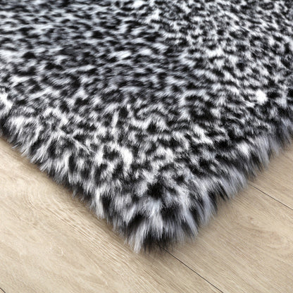 Plush Faux Fur Leopard Rug