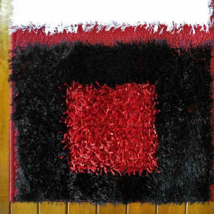 Luxury Shaggy 1206 Red Hallway Runner