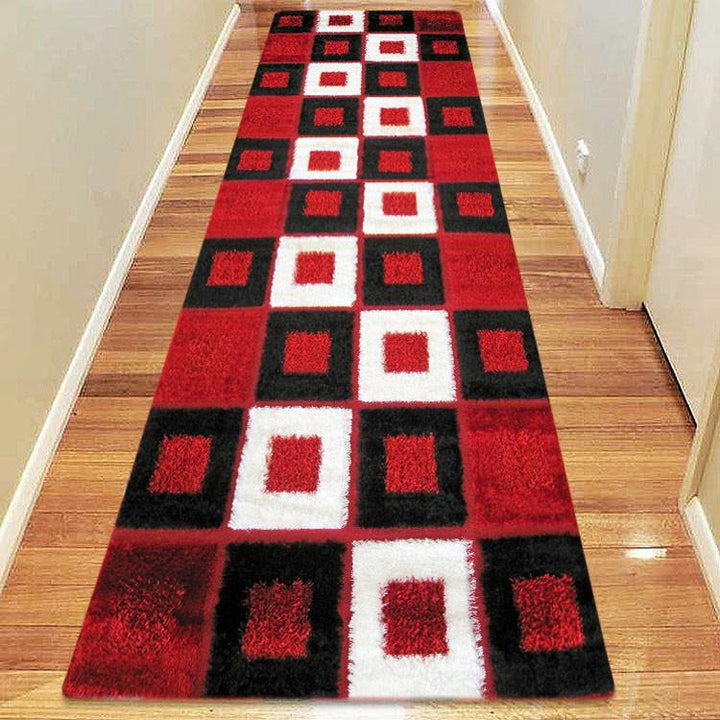 Luxury Shaggy 1206 Red Hallway Runner