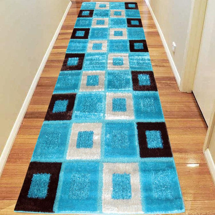 Luxury Shaggy 1206 Turquoise Hallway Runner