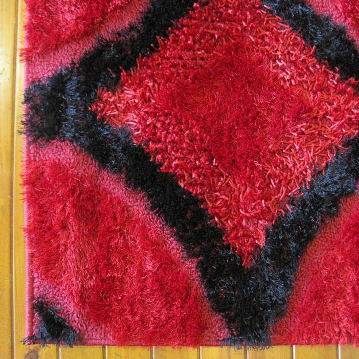 Luxury Shaggy 6048 Red Hallway Runner