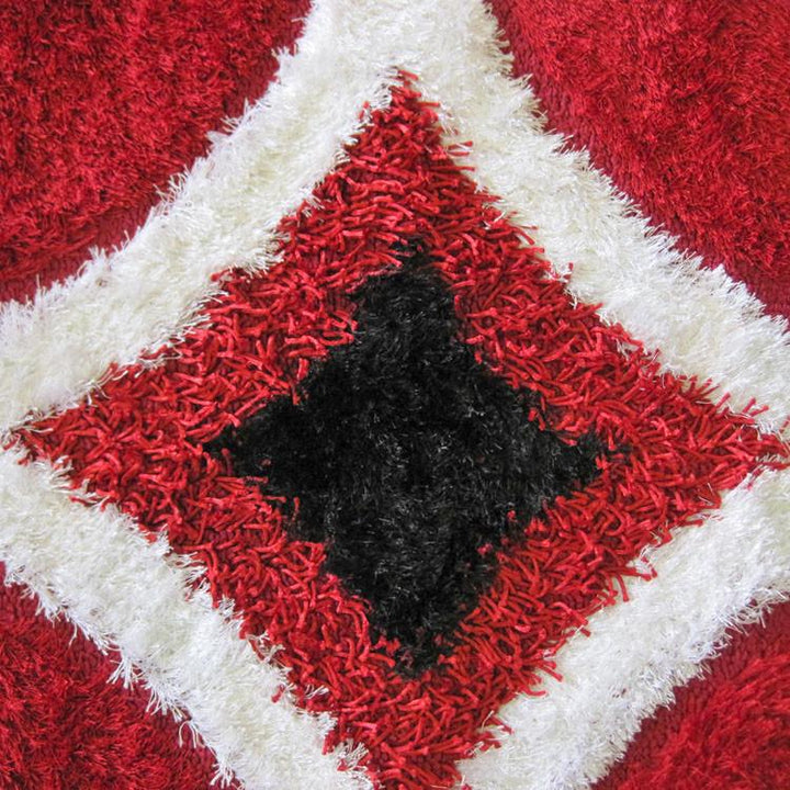 Luxury Shaggy 6048 Red Hallway Runner