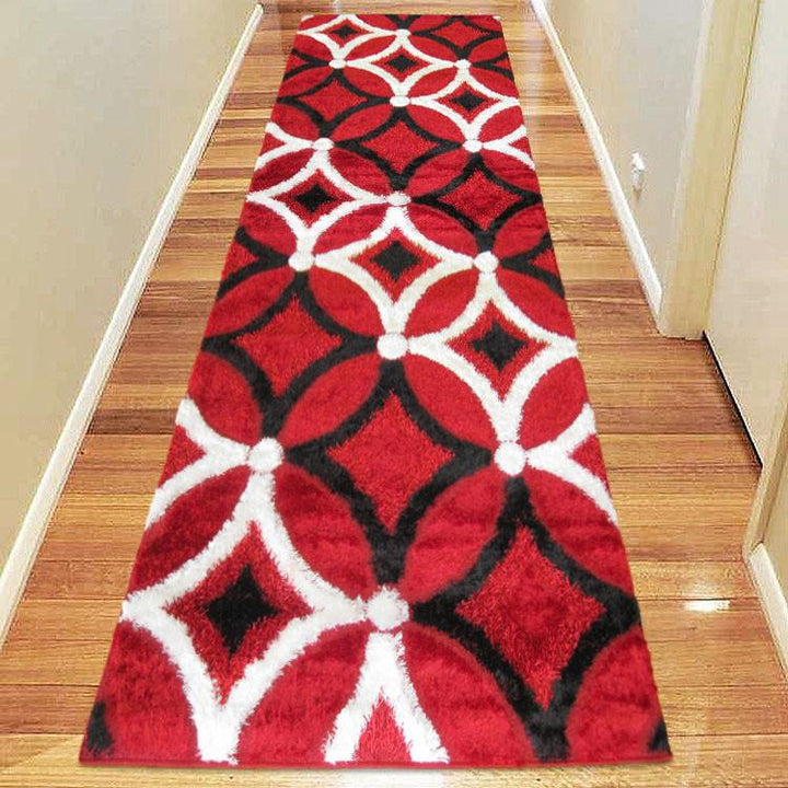Luxury Shaggy 6048 Red Hallway Runner