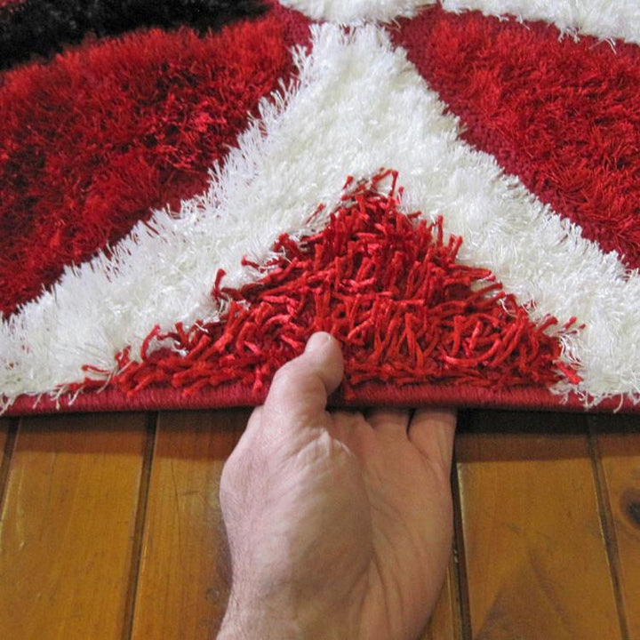 Luxury Shaggy 6048 Red Hallway Runner