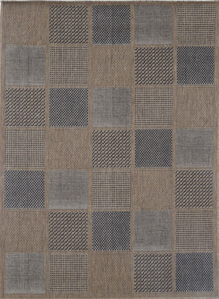 Sisalo Beige Patchwork Square Shape Patterned Ikat Rug