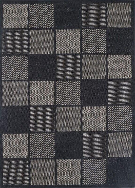 Sisalo Grey Square Shape Patterned Ikat Rug