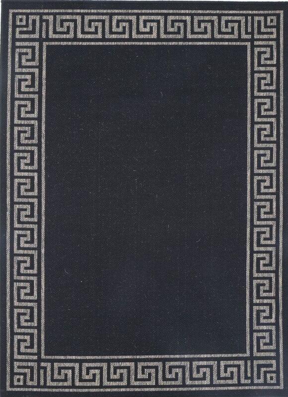 Sisalo Grey Bordered Patterned Rug