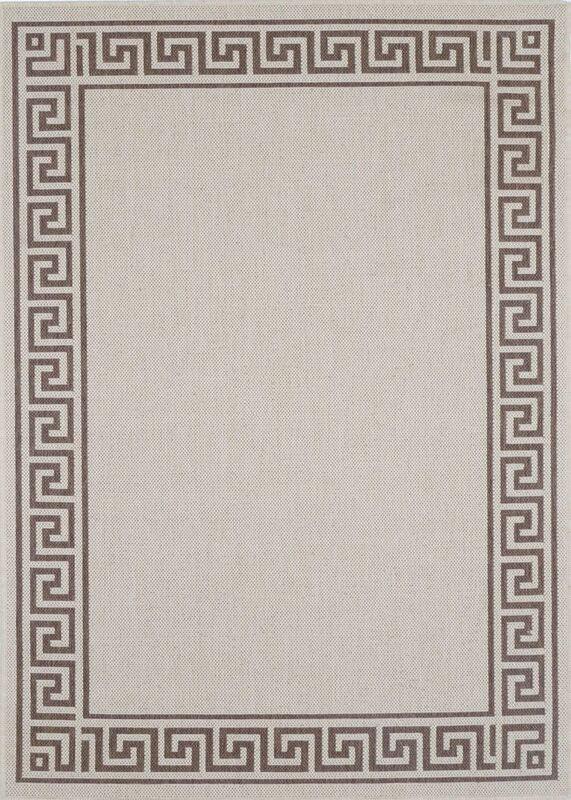 Sisalo Beige Bordered Patterned Rug