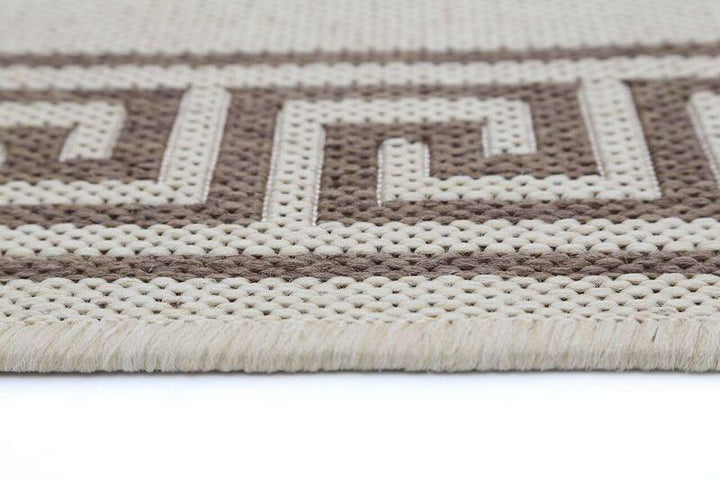 Sisalo Beige Bordered Patterned Rug