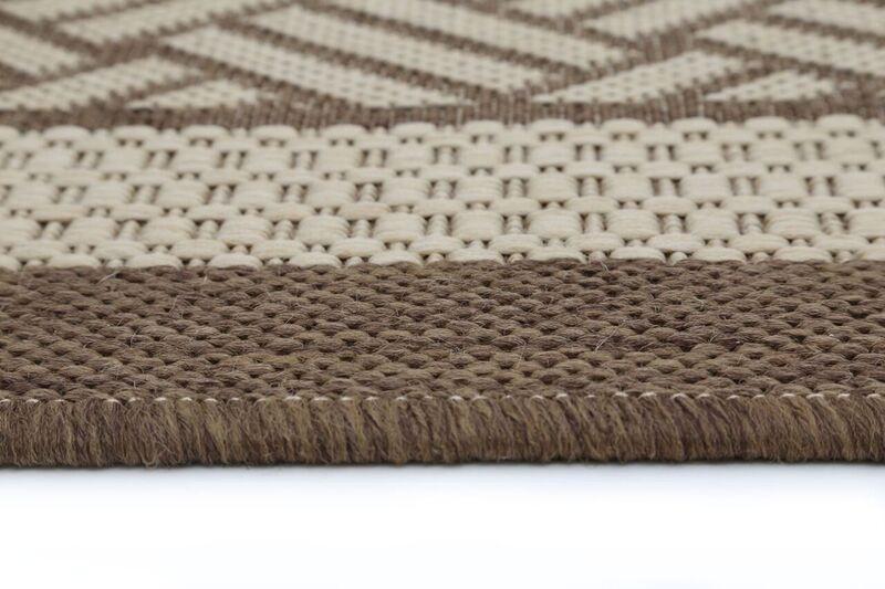 Sisalo Beige Geometric Ikat Bordered Rug